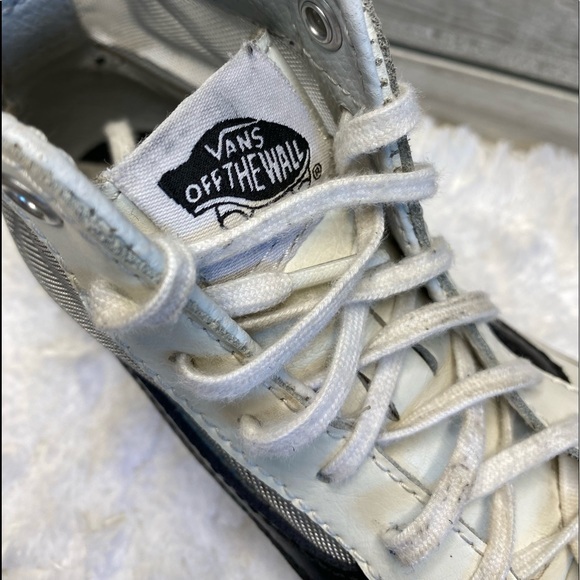 Vans Sk8 Hi Slim Cutout Mesh White Black Leather Shoes Mens 4.5 Womens 6 - Picture 6 of 15